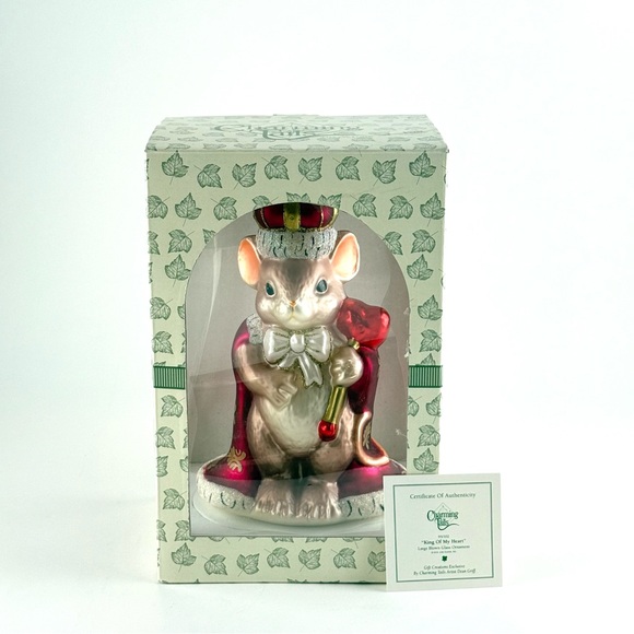 Charming Tails King of My Heart Large Glass Ornament - Picture 1 of 10
